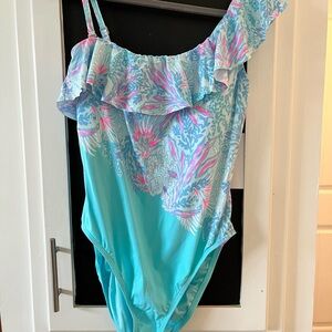 Lilly Pulitzer Aqua and Pink One-Piece Swimsuit